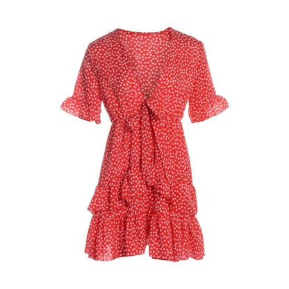 CD | Ladies Dress Boho Floral Ruffle scurt Mini rochie