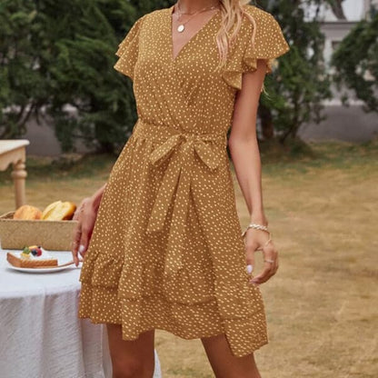 CD | Ladies Dress Boho Floral Ruffle scurt Mini rochie