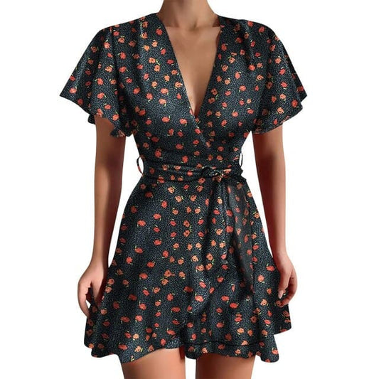 CD | Rochie mini vintage scurtă cu mâneci fluture