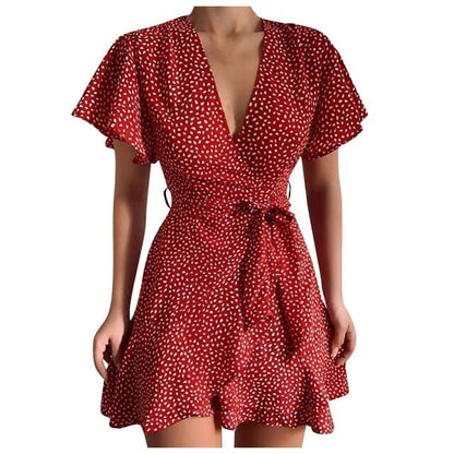 CD | Rochie mini vintage scurtă cu mâneci fluture