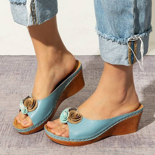 CD | Sandale confortabile din piele cu flori
